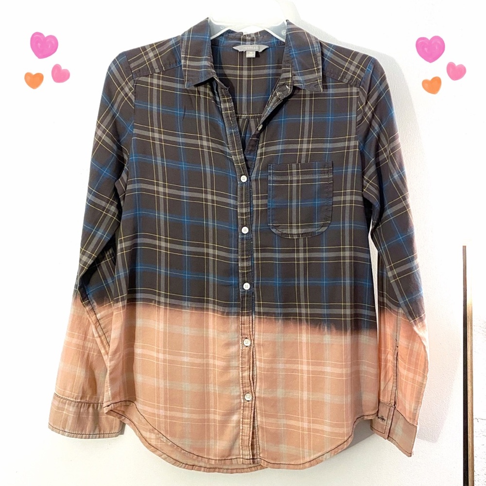 Rubbish plaid button down long sleeve top